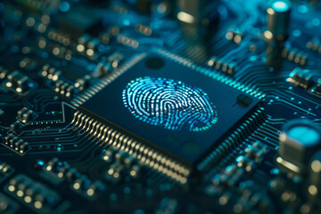 Poster - A computer chip with a fingerprint on it