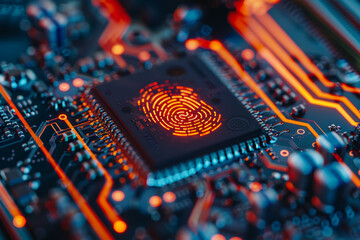 Poster - A computer chip with a fingerprint on it