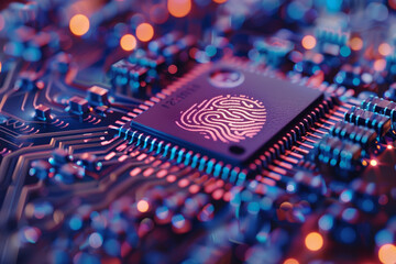 Poster - A computer chip with a fingerprint on it