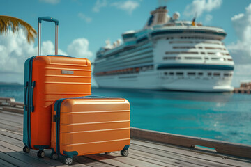 Wall Mural - Suitcases with luggage on the background of a ship