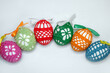 Colorful Knitted Easter Egg, Design for Creative Holiday Crafting and Festive Home Decor. Ecological recycling, zero waste.