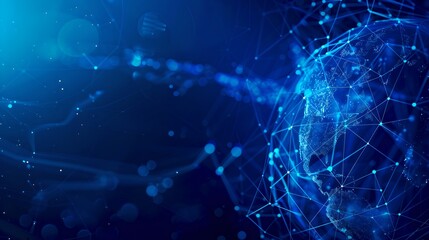 Aufkleber - Abstract technology background with connecting dots and lines. Blue digital network visualization. Ideal for computing or telecommunication. AI