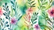 watercolor nature background, flowers 