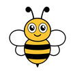 Cute bee character. Happy cartoon bumblebee. Vector illustration isolated on white.