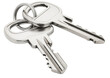 Two silver keys with keychain, isolated on transparent background