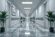 3d illustration. Empty Corridor In Modern Hospital.