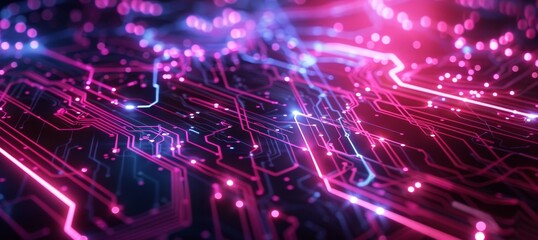 Poster - Futuristic abstract background with glowing circuitry patterns and geometric shapes design