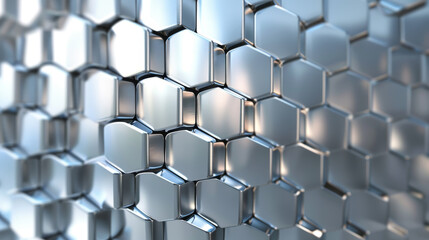 Poster - A wall of hexagonal tiles with a metallic sheen