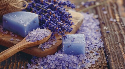 Poster - Lavender and salt on a wooden spoon