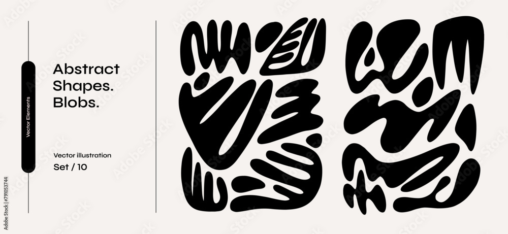 Set of abstract shapes. Collection of amorphous objects of various ...