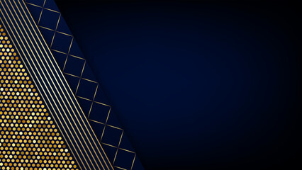 Wall Mural - Blue and gold geometric background. Vector illustration.