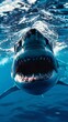 Ocean Shark Bottom View from Below  Open Toothy Dangerous Mouth