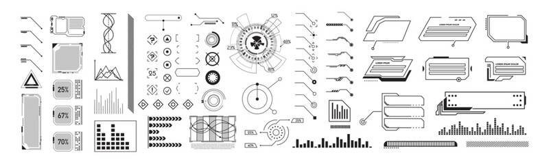 Futuristic interface ui elements. Digital callouts titles. HUD UI GUI futuristic user interface screen elements set