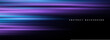 Purple and blue glowing high-speed and movement light effect on black wide background. Vector illustration