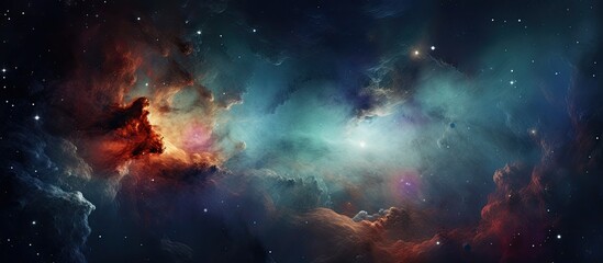 Canvas Print - Colorful cosmic background with a distant nebula