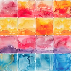 Poster - Artistic watercolor tiles featuring a sequence of sunrises, each seamlessly flowing into the next, with rich, warm colors. Seamless Pattern, Fabric Pattern, Tumbler Wrap, Mug Wrap.