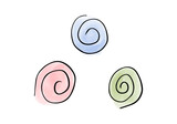 Fototapeta Dinusie - Watercolor doodle element. Colored spirals. Vector illustration.