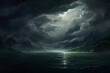 A stormy atmosphere over a mountain lake, with dramatic clouds, choppy waters, and a sense of impending weather change  Generative AI,