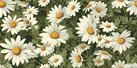 Wall Mural - Daisy chamomile flowers plant herbal pattern texture natural background scene