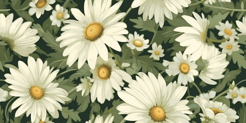 Wall Mural - Daisy chamomile flowers plant herbal pattern texture natural background scene