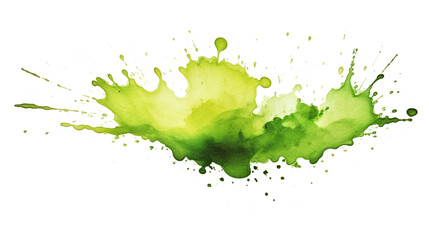 Sticker - green simple paint brush strokes in watercolor isolated against transparent