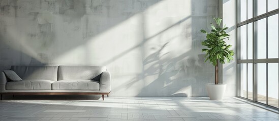 Wall Mural - Comfortable sofa by large window