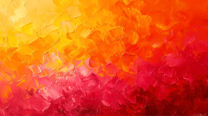Poster - Abstract oil painting on canvas with red and orange colors. Can be used as background.