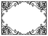 Fototapeta Koty - Frame vintage ornamental, decoration,tendrils,twigs,leaves,greeting card,invitation,retro style, vector hand drawn illustration isolated on white