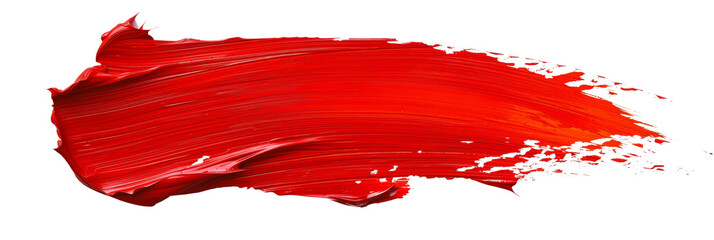 Wall Mural - Red stroke of paint, isolated on white, cut out