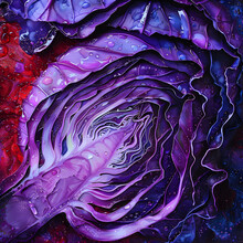 Red Cabbages Sliced In Half