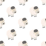 Fototapeta  - seamless pattern with cartoon sheep