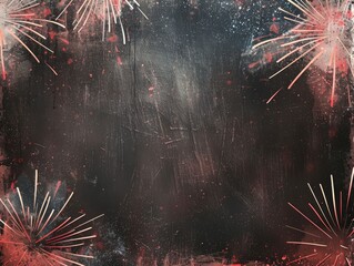 Poster - Vivid red sparklers on a grunge navy backdrop, full of festive cheer.