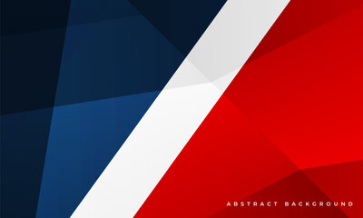 Poster - Blue white and red modern abstract background with polygonal 3d geometric texture. French Flag concept vector illustration.