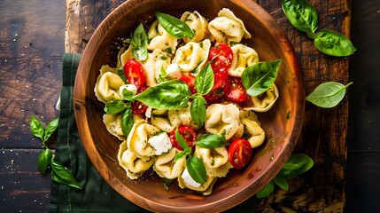 Wall Mural - rustic tortellini pasta salad with mozzarella