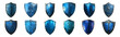 © Maestro - Medieval blue shields with various designs cut out png on transparent background