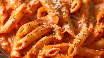 Penne alla Vodka: A pasta dish that combines penne noodles with a creamy tomato sauce made with vodka, heavy cream, and crushed red pepper flakes. 