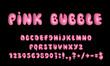 Pink bubble font. Inflated alphabet 3D ballon letters and numbers.