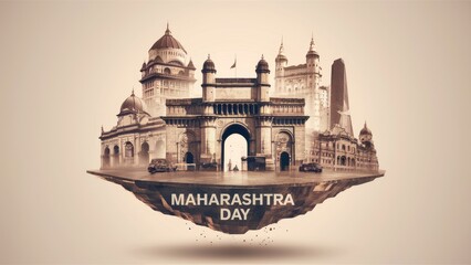 maharashtra day vector concept. famous maharashtra monuments.