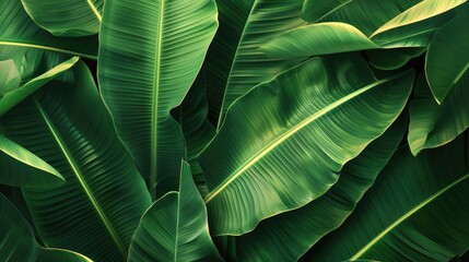 Canvas Print - Background featuring a design of tropical banana leaves