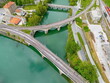 Three bridges crossing the Savinja river in Zidani most an important railroad junction in Slovenia