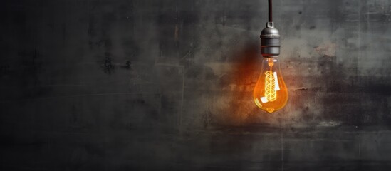 Sticker - A light bulb suspended by wire on concrete wall