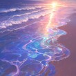 Whispers of the Shore: A Dreamy Seafoam-Laced Beach Scene Under a Magical Sunset