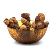 bowl of Italian biscuits with wholemeal flour,chocolate chips and buckwheat on white background