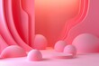 Abstract background with a variety of pink and coral shapes, featuring fluid forms and soft lighting, creating a calming and modern aesthetic..