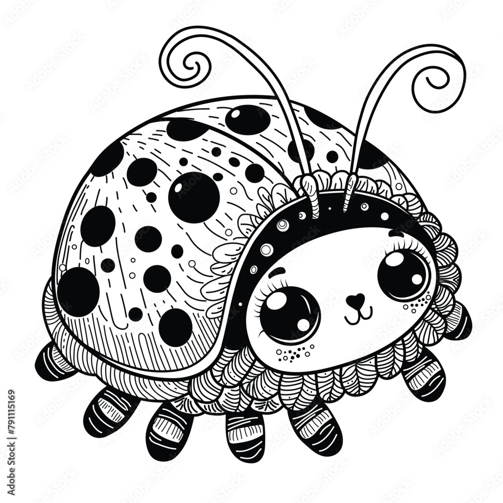 Vector illustration of a ladybug for coloring kids book on separate ...