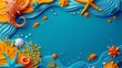 Blue and Yellow Background With Sea Life