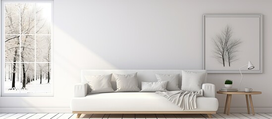 Canvas Print - A white couch in a room with a window