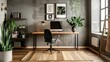 An artwork of a sleek desk in a workspace with minimalist decor AI generated illustration