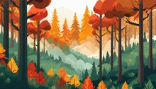 Wildfire In Forest. Illustration Of A Forest Fire. Banner, Brochure, Poster Template. Natura.