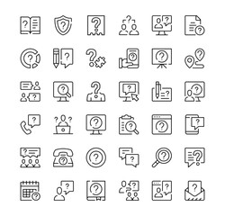 Poster - question icons set. vector line icons. black outline stroke symbols
